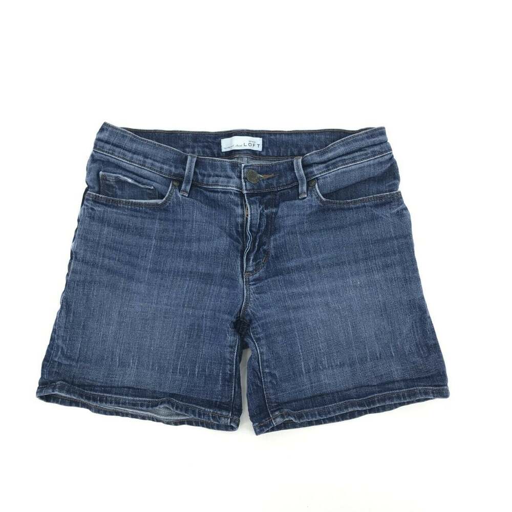 LOFT Made And Loved Women's Relaxed Fit Mid Calf Denim Jean Shorts Size 26/2